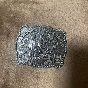 National Finals Rodeo NFR 1985 Hesston Belt Buckle Western Cowboy 1.75"x2.5" NEW